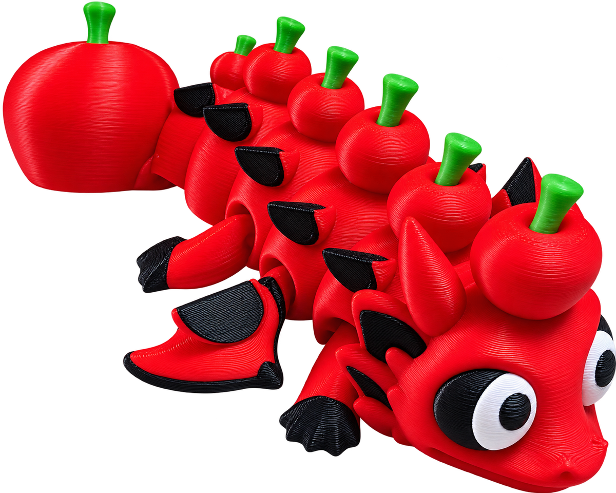 Wiggle3D Apple Dragon in red, green, black and white