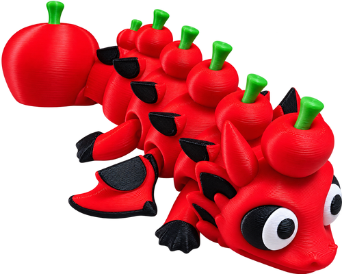 Wiggle3D Apple Dragon in red, green, black and white