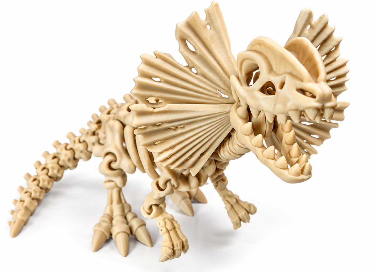 Wiggle3D bone articulated Dilophosaurus dinosaur