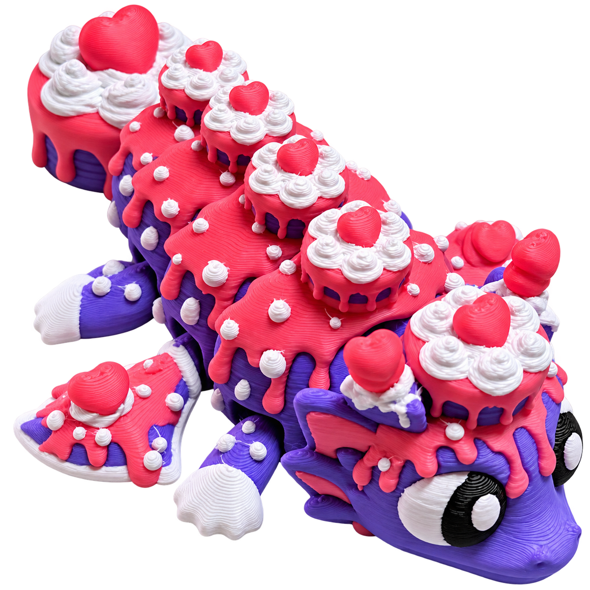 Wiggle3D purple, pink and white articulated Cake Dragon