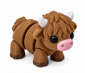Wiggle3D flexible baby Highland cow 3D printed fidget toy