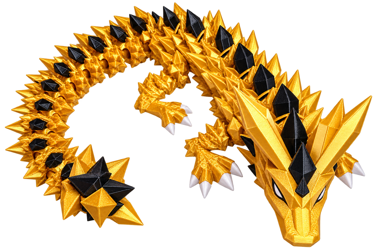 Wiggle3D gold with black articulated crystal dragon
