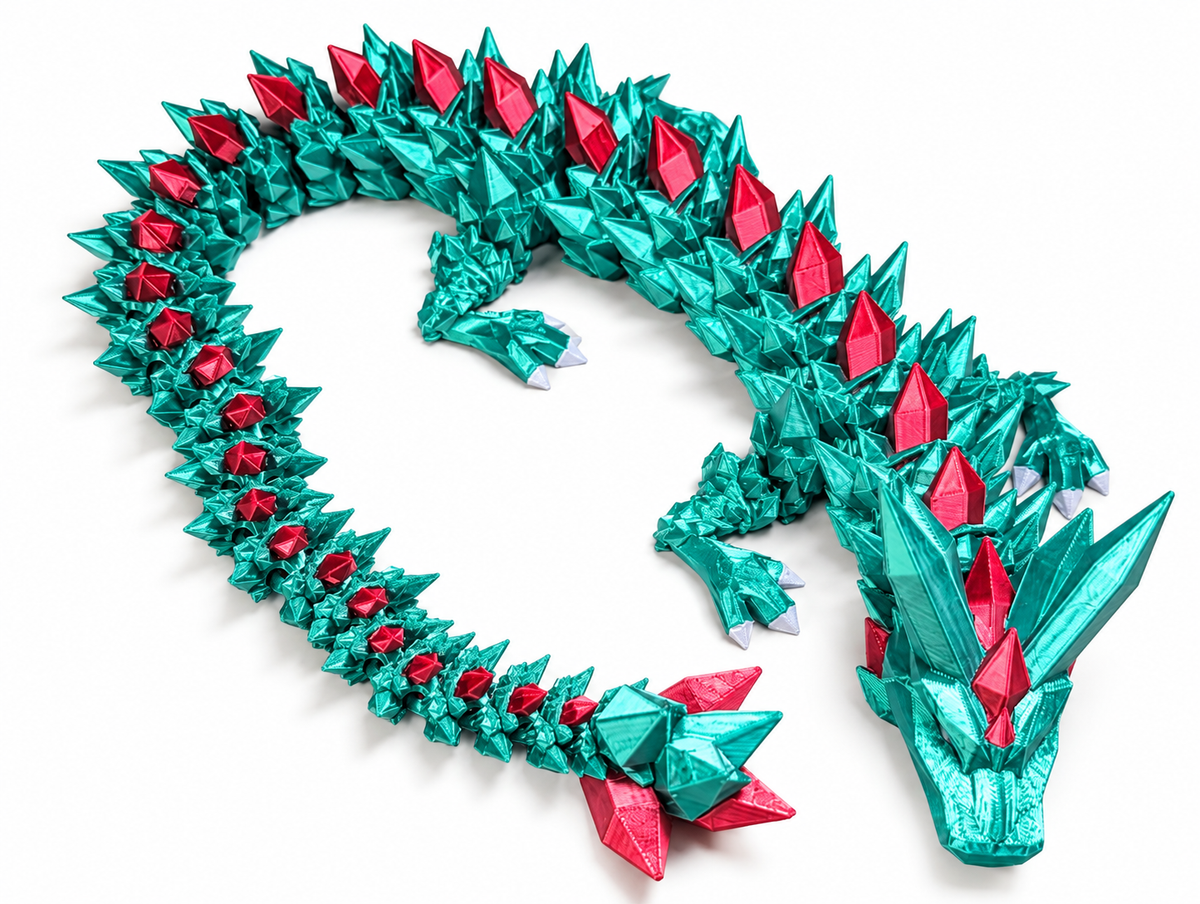 Wiggle3D Large Green and Red Crystal Dragon