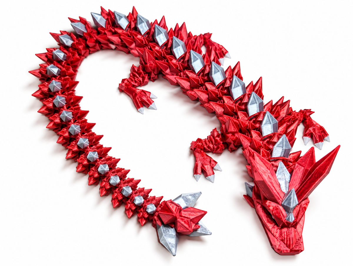 Large Red and Silver Crystal Dragon by Wiggle3D