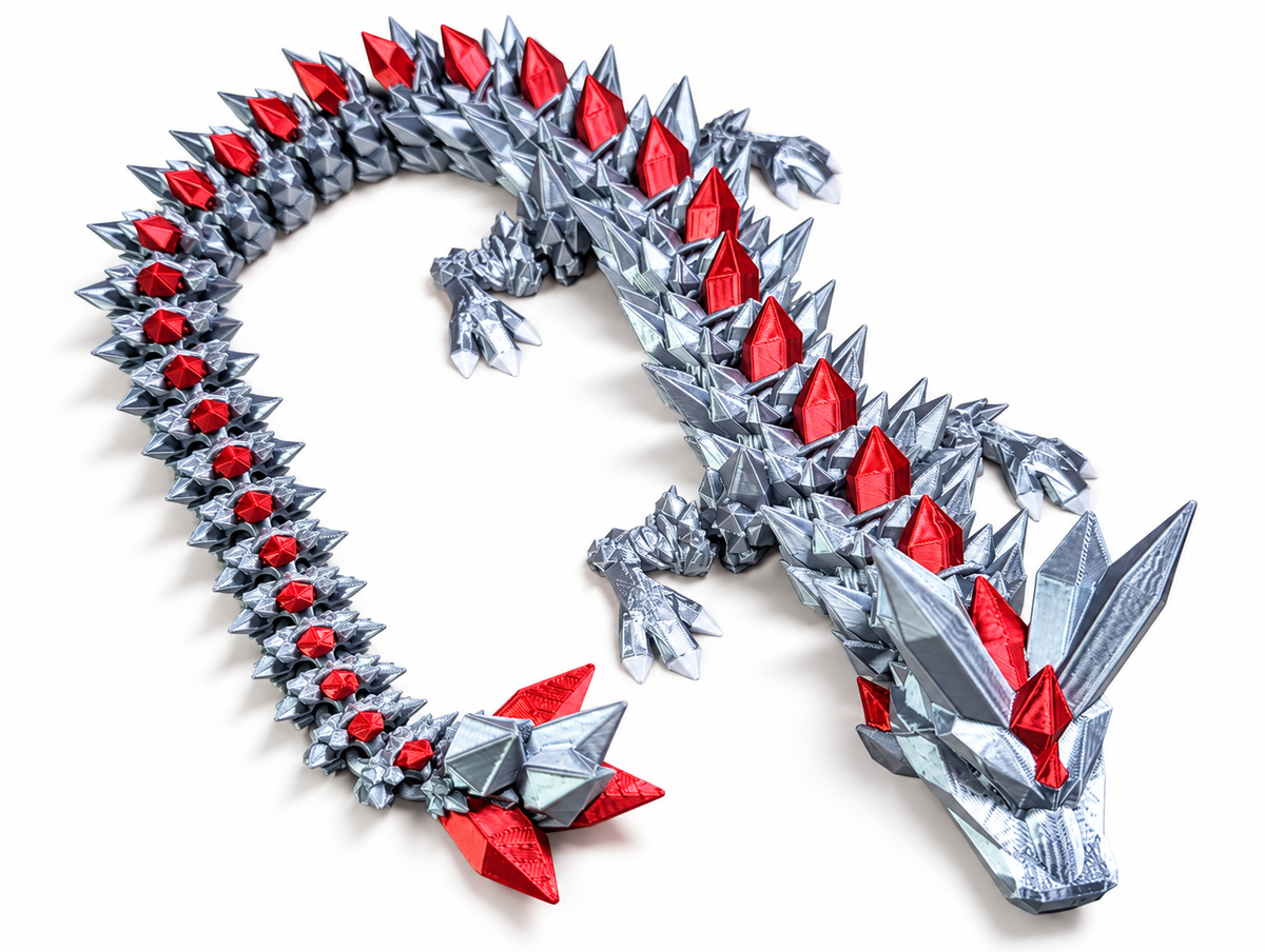 Wiggle3D Large Silver and Red Crystal Dragon