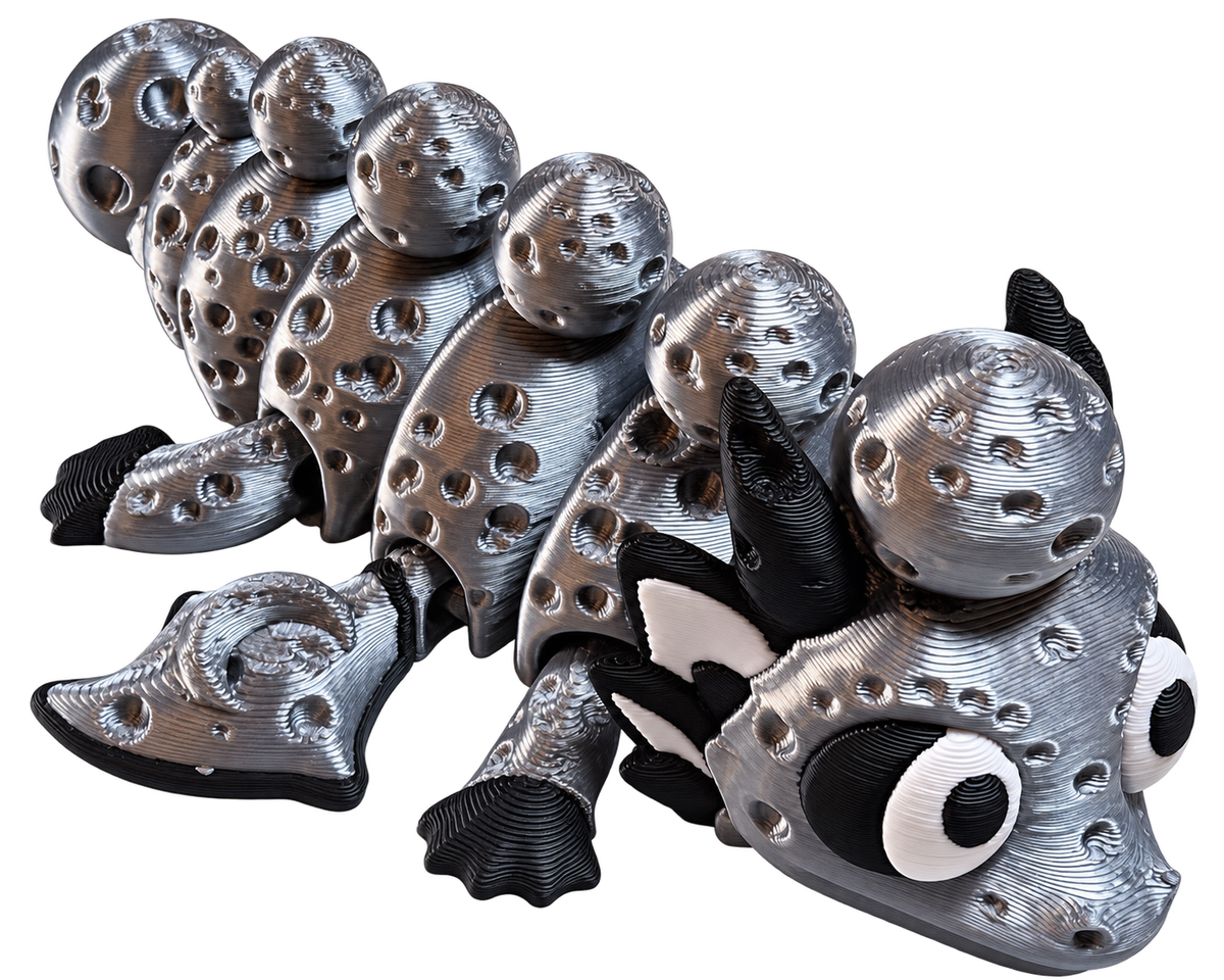 Wiggle3D Moon Dragon in silver, black and white