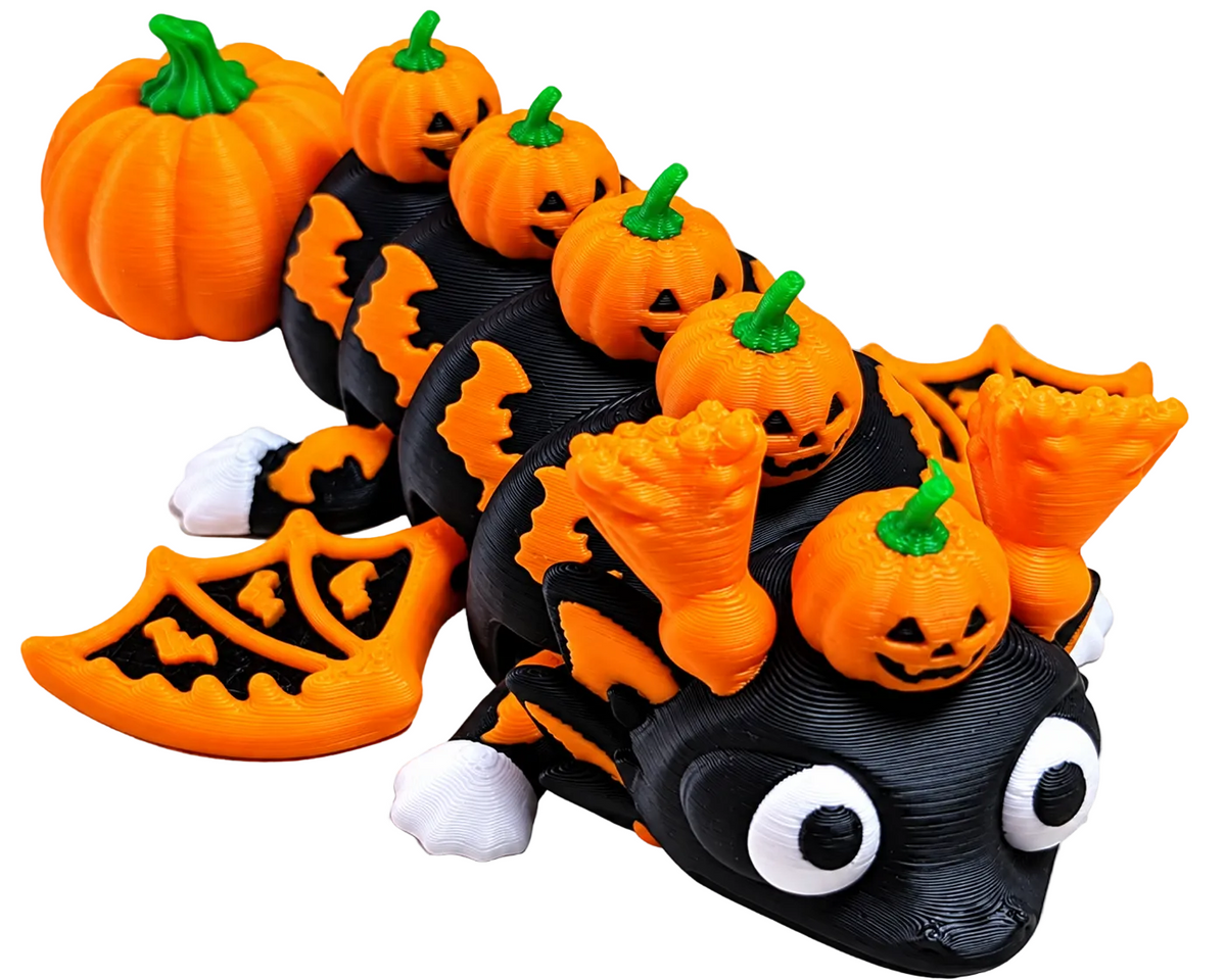 Wiggle3D articulated Pumpkin Dragon in black and orange